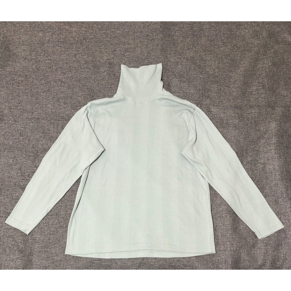 Middlebrook Park Womens Large Turtleneck Top Ribbed Pastel Green Long Sleeve